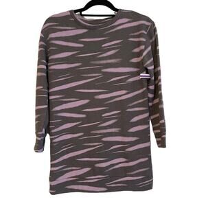 Zella Purple Gray French Terry Long Sleeve‎ Tunic Top Large NWT